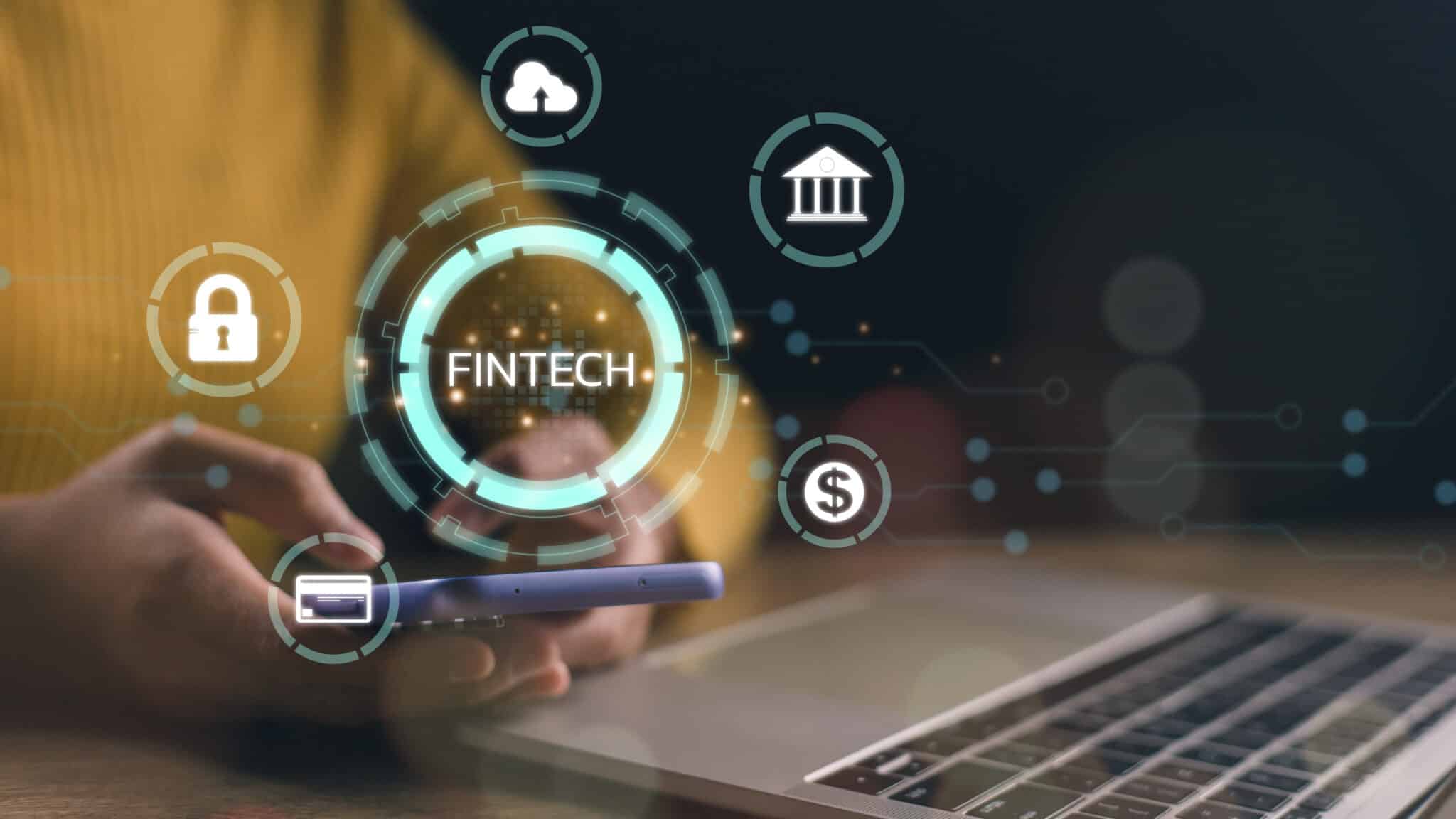 Fintech Financial Technology, Cryptocurrency and digital money. Business concept on virtual screen.