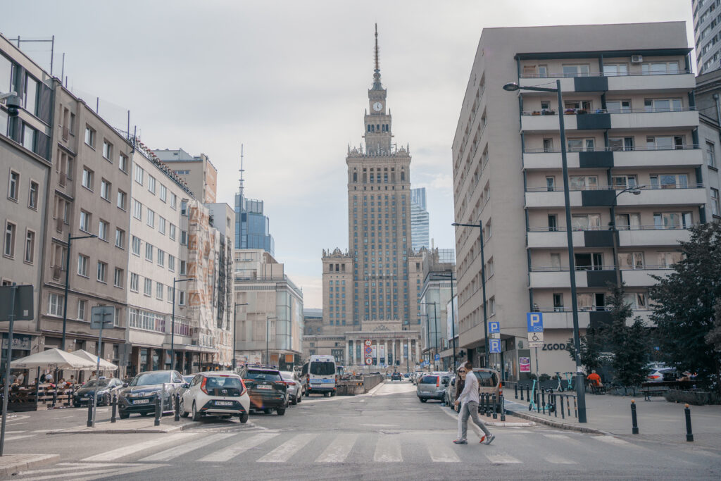 The streets of Warsaw, where Addepto, a KMS Technology company, is located.